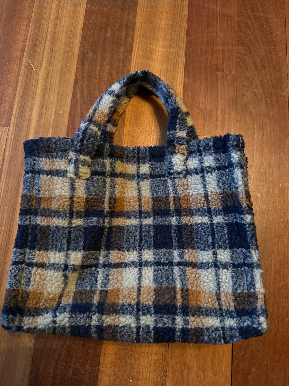 Hat Attack Teddy Tote Bag cozy plaid